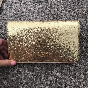 (NWT) Coach gold glitter foldover crossbody